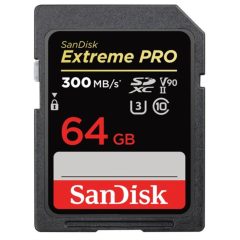   SanDisk Extreme PRO SDXC™ memóriakártya 64GB ( 300MB/s olvasási / 260MB/s írási sebesség) UHS-II, Class 10, U3, V90 - 121505