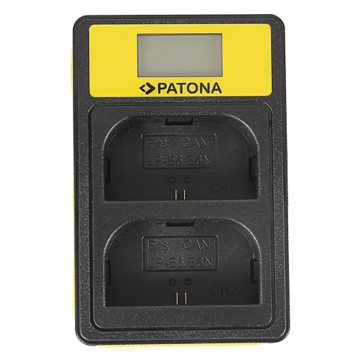 PATONA Smart Dual LCD USB Akkutöltő - Canon LP-E6 EOS 5D 60D 60Da 6D 7D EOS70D EOS-70D LP-E6 Mark II (141583)