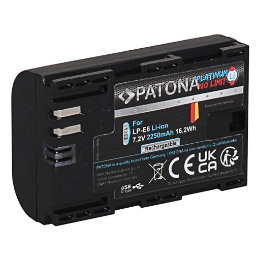 PATONA Platinum Akku USB-C input - Canon LP-E6 LPE6 EOS 60D 70D 5D 6D 7D Mark III (1353)