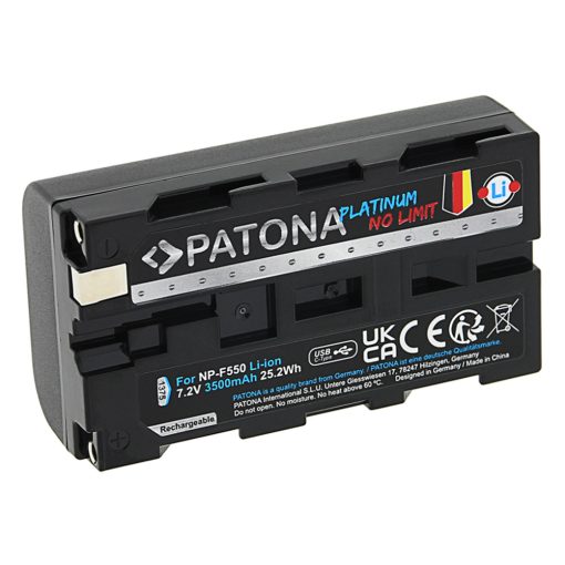 PATONA Platinum  USB-C- Input NP-F550 Akkumulátor - 1375 (Sony NP-F550 F330 F530 F750 F930 F920 F550 CCD-SC)