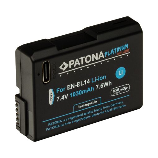 PATONA Platinum Akkumulátor USB-C input - Nikon EN-EL14 - D3100 D3200 D5100 D5200 P7000 (1400)