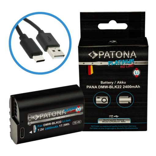 PATONA Platinum Akkumulátor USB-C input - Panasonic DMW-BLK22 DC-S5 G9 GH5 GH5S GH6 - 1401