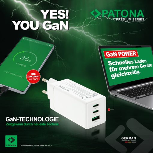 PATONA Premium PD140W 3xUSB-C 1xUSB-A Adapter fehér PD3.0 QC3.0 (2648)