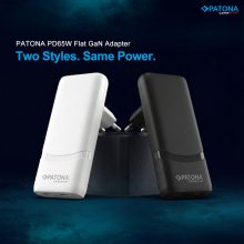 PATONA Premium GaN PD65W Lapos Adapter 2xUSB-C PD3.0 QC3.0 (2596) - Fekete