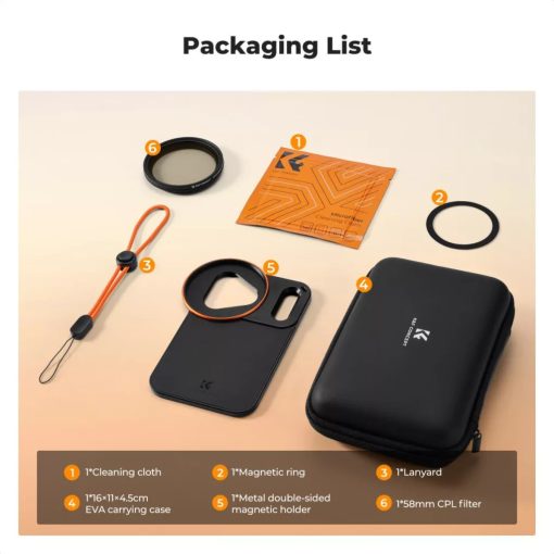 K&F Concept MagSafe szűrőtartó adapter 58 mm CPL szűrővel, iPhone 17 Pro Max (KF-15-0021)