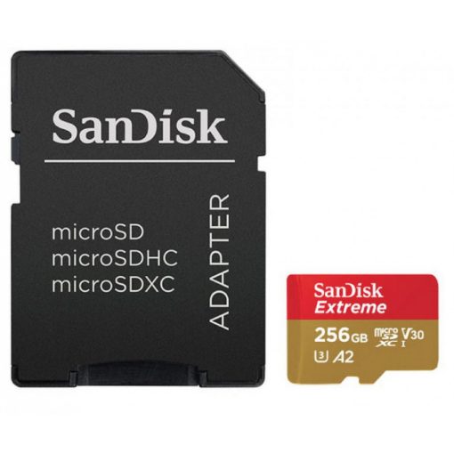 SANDISK MICROSD EXTREME KÁRTYA 256GB, 190MB/s, A2 C10 V30 UHS-I U3 (121587)
