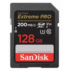   SANDISK SDXC Extreme PRO memória kártya 128GB,200 MB/S,UHS-I,U3,V30 (121596)