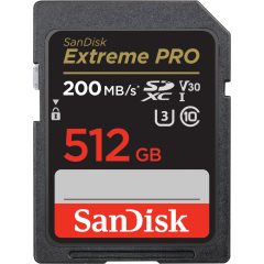   SanDisk Extreme PRO SDXC™ memóriakártya 512GB  ( 200MB/s olvasási / 140MB/s írási sebesség) UHS-I, Class 10, U3 (121598)