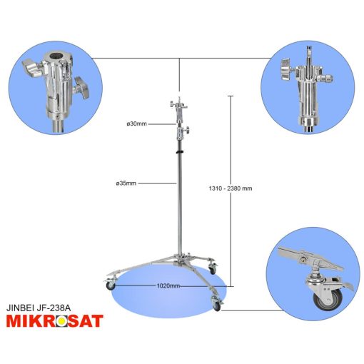 Jinbei lámpaállvány kerekekkel - JF-238A (max. 15kg, 238cm)