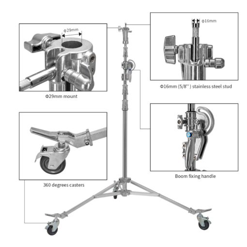Jinbei 2 in 1 acél boom lámpaállvány (M-8) 530cm