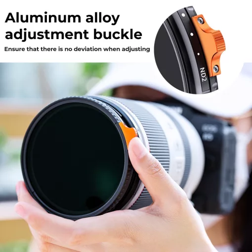 K&F Concept NANO-X Slim, HD, VARIO ND 2-400 változtatható szürkeszűrő, vízlepergető, karcálló, 62mm (KF-01-1462)