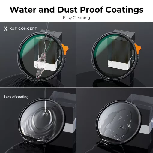 K&F Concept NANO-X Slim, HD, VARIO ND 2-400 változtatható szürkeszűrő, vízlepergető, karcálló, 67mm (KF-01-1463)