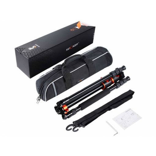 K&F Concept T254A4+BH-28L állvány + monopod, elforgatható középoszloppal, fekete-narancssárga (KF-09-090V1)