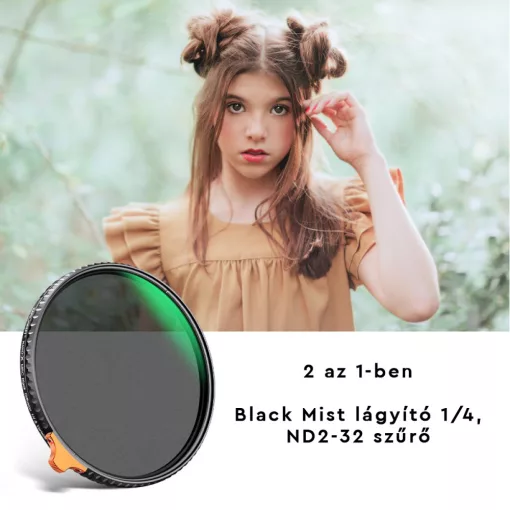 K&F Concept 62mm Multifunkcionális Black Mist lágyító 1/4, ND2-32 szűrő (KF-01-1812)