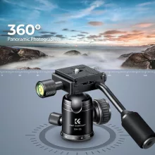 K&F Concept BH-26 állvány gömbfej karral, 26mm, 8kg teherbírás, vízmérték, arca swiss, 3/8"-1/4" (KF-31-049)