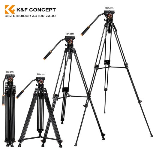 K&F Concept VA18 videóállvány, VH081 video-fluid Fej, 183cm magasság, 8kg teherbírás (KF-09-121)