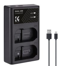 K&F Concept hordozható dupla MH-25 akkumulátor töltő, USB-C, 2db EN-EL15 akkumulátorhoz (KF-28-0006)