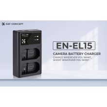 K&F Concept hordozható dupla MH-25 akkumulátor töltő, USB-C, 2db EN-EL15 akkumulátorhoz (KF-28-0006)