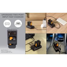 K&F Concept hordozható dupla LC-E6 akkumulátor töltő, USB-C, 2db LP-E6NH akkumulátorhoz (KF-28-0007)