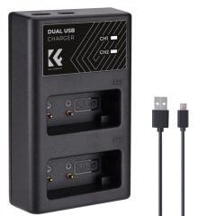   K&F Concept hordozható dupla LC-E17 akkumulátor töltő, USB-C, 2db LP-E17 akkumulátorhoz (KF-28-0008)