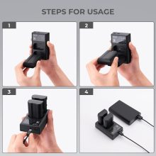 K&F Concept hordozható dupla USB-C akkumulátor MH-25 töltő + 2db EN-EL15 akkumulátor 2100mAh (KF-28-0012)