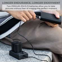 K&F Concept hordozható dupla USB-C akkumulátor MH-25 töltő + 2db EN-EL15 akkumulátor 2100mAh (KF-28-0012)