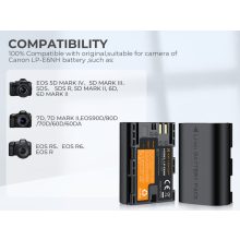 K&F Concept hordozható dupla USB-C akkumulátor LC-E6 töltő + 2db LP-E6NH akkumulátor 2250mAh (KF-28-0021)