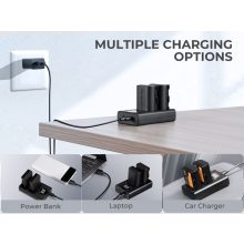 K&F Concept hordozható dupla USB-C akkumulátor LC-E6 töltő + 2db LP-E6NH akkumulátor 2250mAh (KF-28-0021)