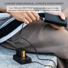 K&F Concept hordozható dupla USB-C akkumulátor BC-TRW töltő + 2db FW50 akkumulátor 1100mAh (KF-28-0015)