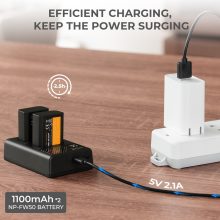 K&F Concept hordozható dupla USB-C akkumulátor BC-TRW töltő + 2db FW50 akkumulátor 1100mAh (KF-28-0015)