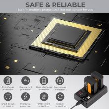 K&F Concept hordozható dupla USB-C akkumulátor BC-QZ1 töltő + 2db FZ100 akkumulátor 2280mAh (KF-28-0016)