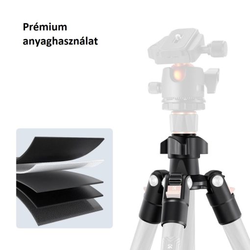K&F Concept K254C2 karbon állvány, BH-36L gömbfej, 162cm magasság, 8kg teherbírás (KF-09-123)