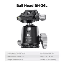 K&F Concept X284C4+BH-36 karbon állvány + monopod, 172cm magasság, 16kg teherbírás (KF-09-117)