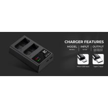 K&F Concept hordozható dupla USB-C akkumulátor MH-24 töltő + 2db EN-EL14 akkumulátor 1050mAh (KF-28-0020)