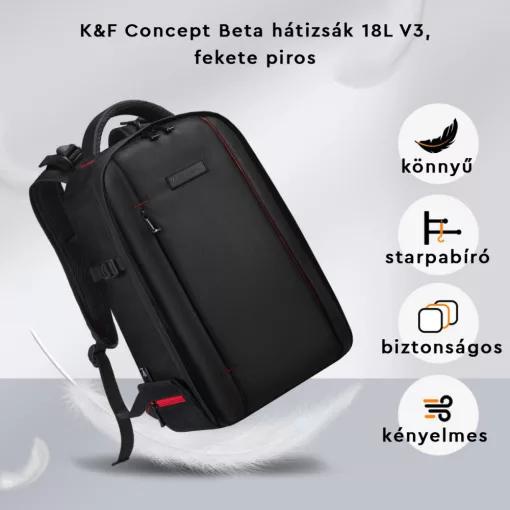 K&F Concept Beta hátizsák 18L V3, fekete piros (KF-13-151)