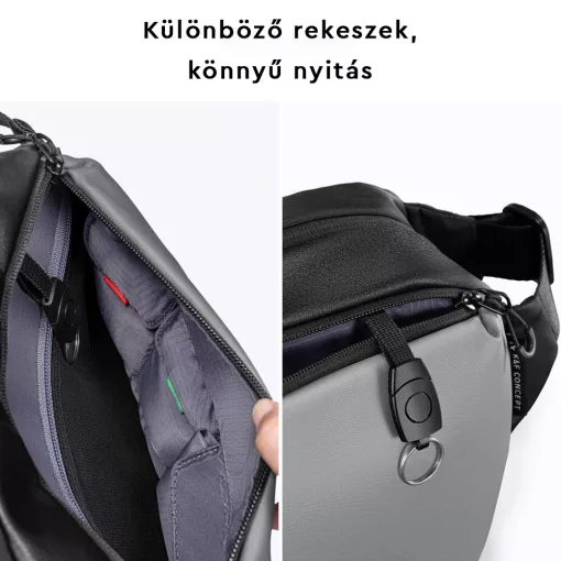 K&F Concept Alpha Sling 10L, fotós oldaltáska, fekete szürke (KF-13-157)