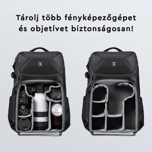 K&F Concept Alpha Backpack 20L, fotós hátizsák, vízálló, fekete (KF-13-144)
