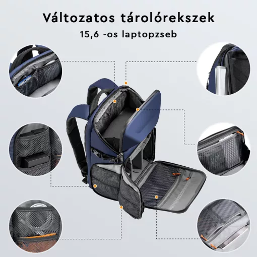 K&F Concept Alpha Backpack 20L, fotós hátizsák, vízálló, kék (KF-13-144V2)