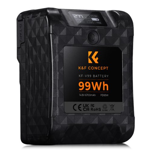 K&F Concept V-Mount akkumulátor, 99Wh, 14.8V, 6700mAH, PD65W, oled kijelző (KF-28-0024)