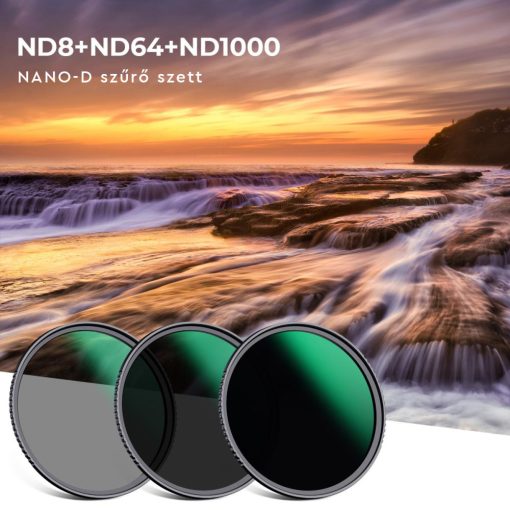 K&F Concept Professzionális ND szűrő szett 67mm (ND8+ND64+ND1000) + szűrőtartó tok + 3db törlőkendő (KF-2046V1)