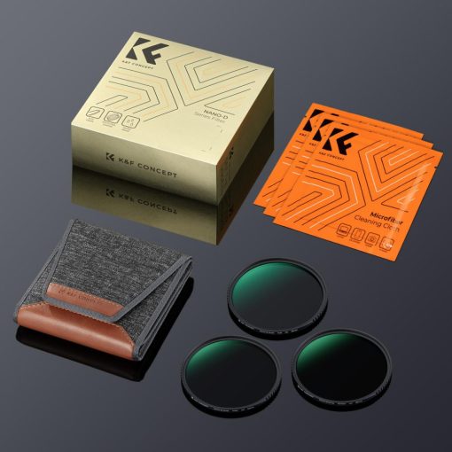 K&F Concept Professzionális ND szűrő szett 67mm (ND8+ND64+ND1000) + szűrőtartó tok + 3db törlőkendő (KF-2046V1)