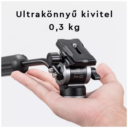 K&F Concept FH-02 Fluid Video fej, arca swiss, 3kg teherbírás (KF-31-072)