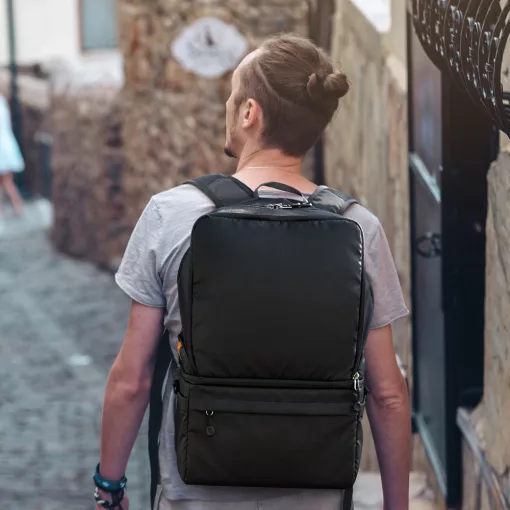 K&F Concept Collapsible Backpack 22L, fotós hátizsák, oldaltáskáva csukható, fekete (KF-13-129)
