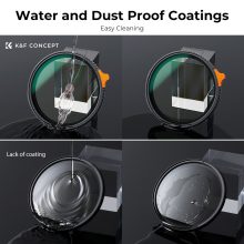 K&F Concept NANO-X Slim, HD, VARIO ND 2-400 változtatható szürkeszűrő, vízlepergető, karcálló, 43mm (KF-01-2375)