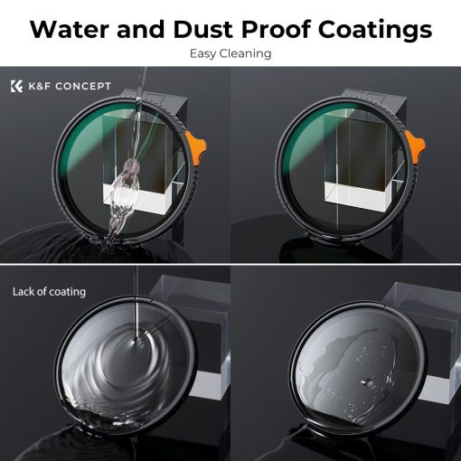 K&F Concept NANO-X Slim, HD, VARIO ND 2-400 változtatható szürkeszűrő, vízlepergető, karcálló, 43mm (KF-01-2375)