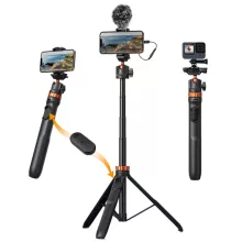 K&F Concept MS08 állvány, selfie bot, gömbfejjel, Gopro adapter, telefon adapter, bluetooth kioldó (KF-09-127V1 - MS-08)