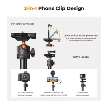 K&F Concept MS08 állvány, selfie bot, gömbfejjel, Gopro adapter, telefon adapter, bluetooth kioldó (KF-09-127V1 - MS-08)