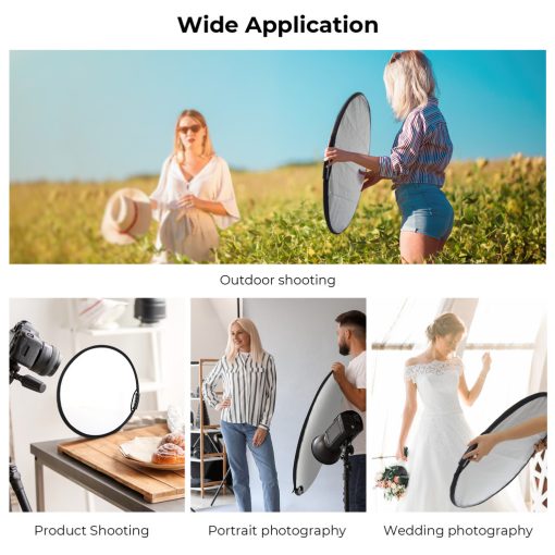 K&F Concept 5in1 derítőlap, reflektor fogantyúval 60cm (feh, fek, arany, ezüst, transp) + hordtáska (KF-18-0004)