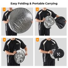 K&F Concept 5in1 derítőlap, reflektor fogantyúval 80cm (feh, fek, arany, ezüst, transp) + hordtáska (KF-18-0005)