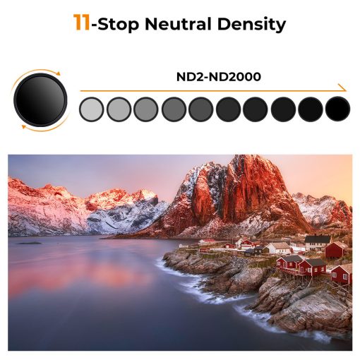 K&F Concept C Series Ultra-thin, VARIO ND 2-2000 változtatható szürkeszűrő, 62mm (KF-01-2443)